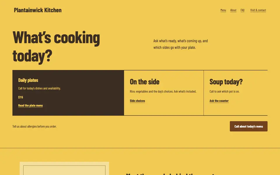 Look 1, Today at the hot counter: sample home page on a computer