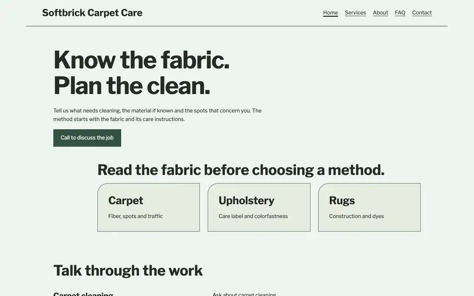 Look 1, Fabric care tags: sample home page on a computer