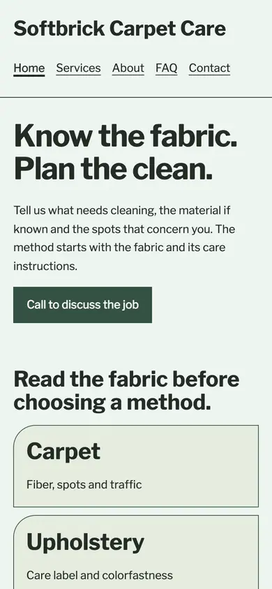 Look 1, Fabric care tags: sample home page on a phone