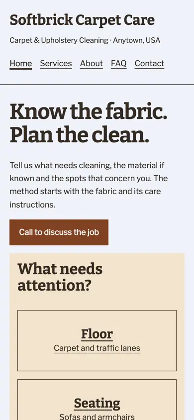 Look 2, Room coverage: sample home page on a phone
