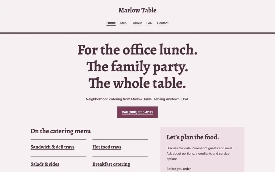 Look 2, Neighborhood banquet circular: sample home page on a computer