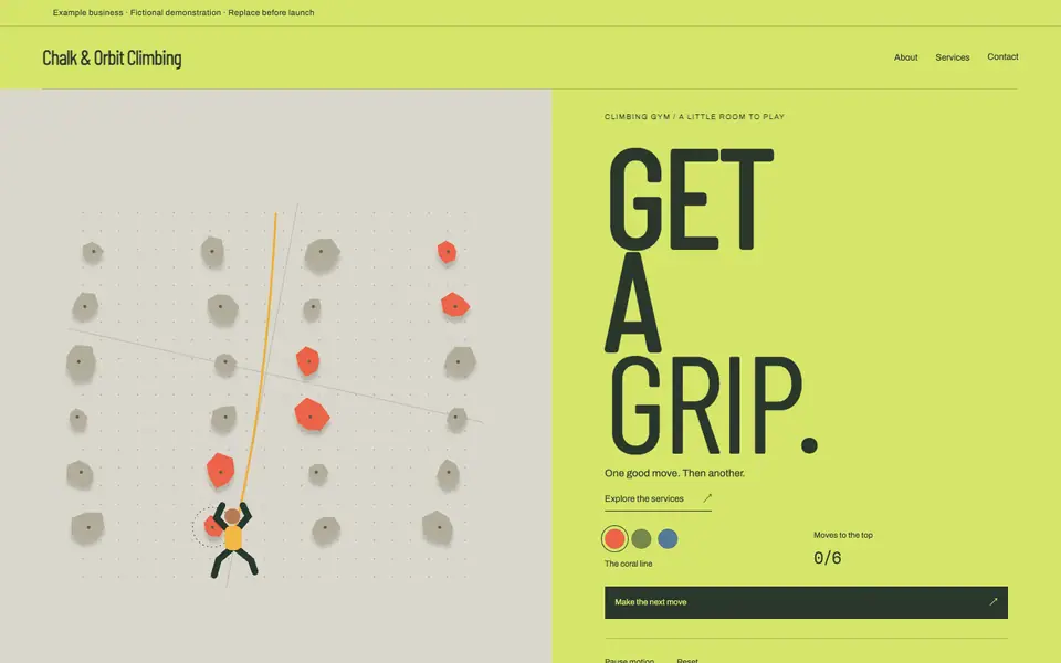 Look 1, Chalk & Orbit: sample home page on a computer