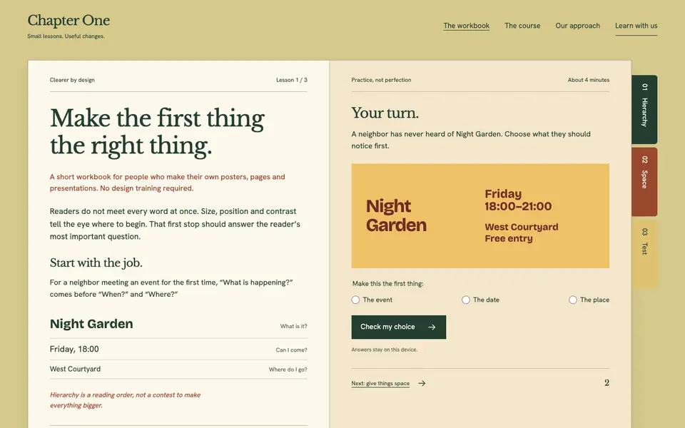 Look 1, Chapter One: sample home page on a computer