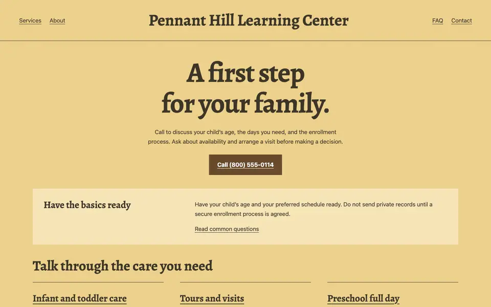 Look 2, Care-day guide: sample home page on a computer