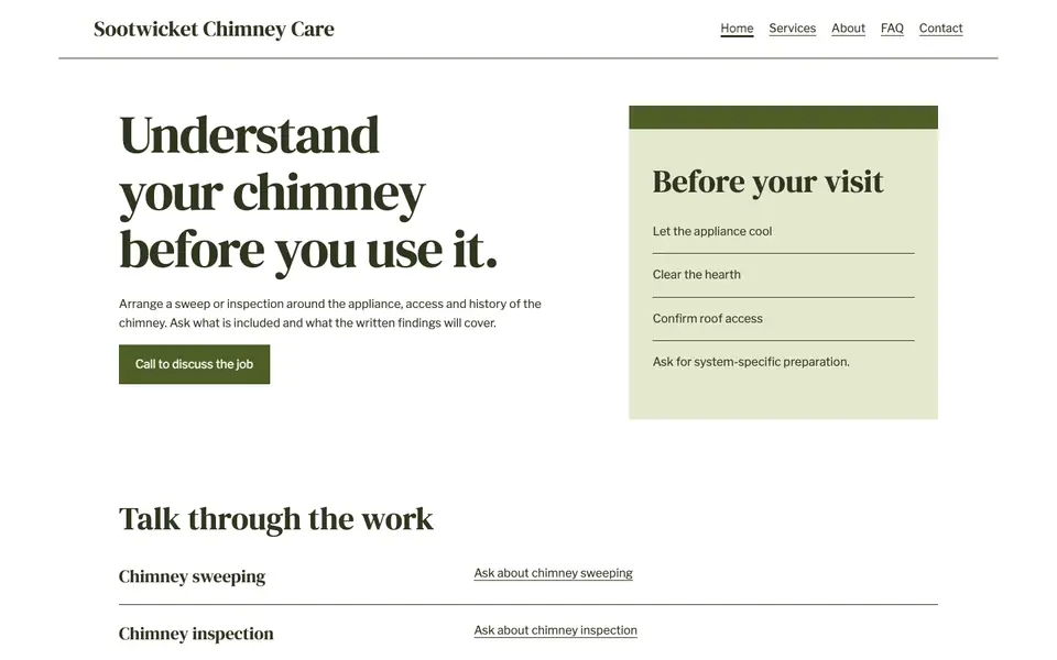 Look 1, Hearth checklist: sample home page on a computer