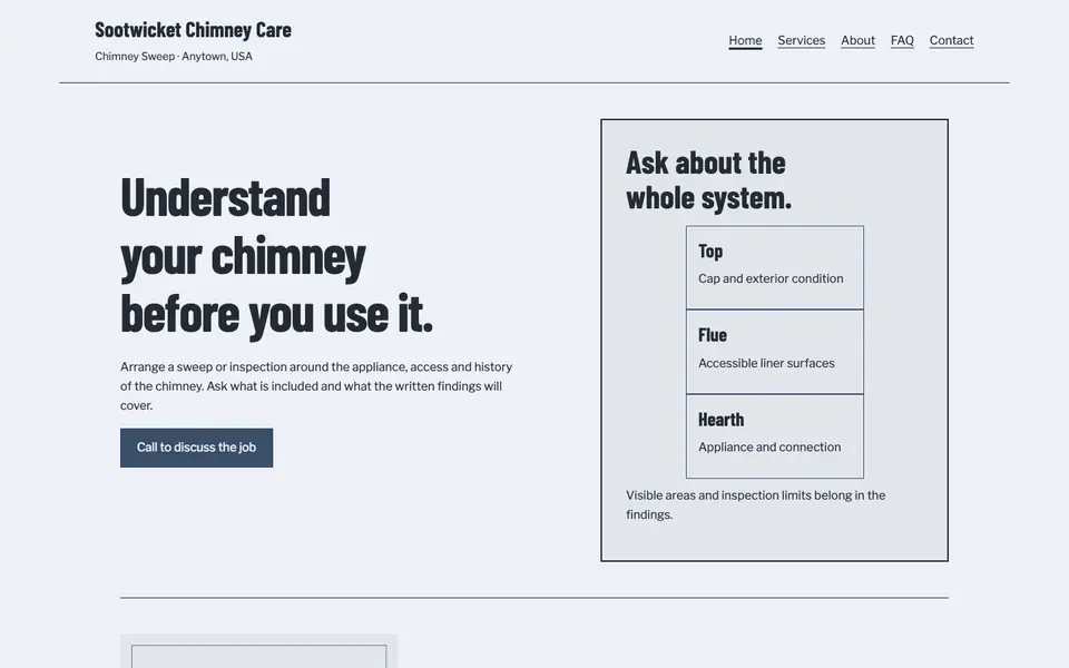 Look 2, Flue section: sample home page on a computer