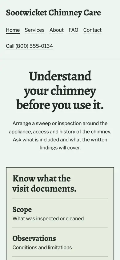 Look 3, Visit report: sample home page on a phone