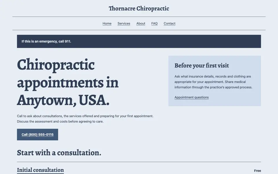 Look 1, Consultation visit folio: sample home page on a computer