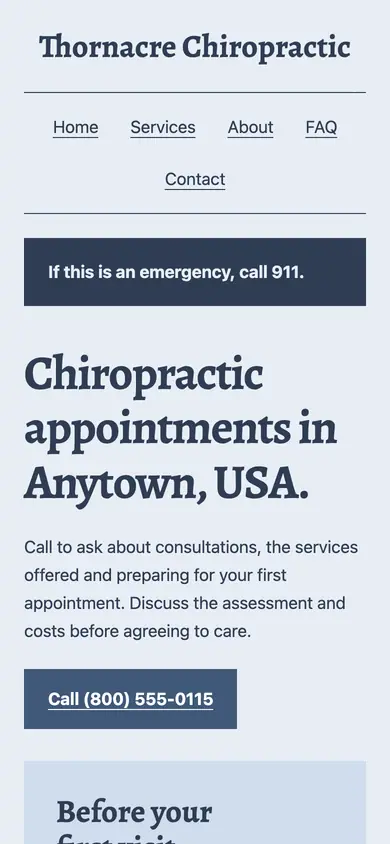 Look 1, Consultation visit folio: sample home page on a phone