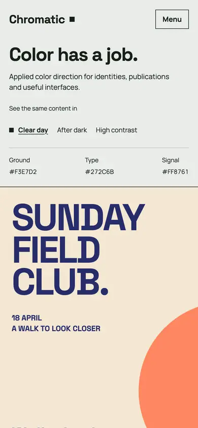 Look 1, Chromatic: sample home page on a phone