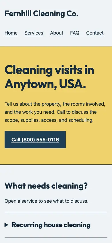 Look 1, Apartment building service board: sample home page on a phone