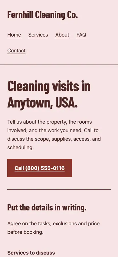 Look 3, Cleaning work order: sample home page on a phone