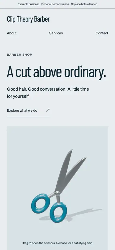 Look 1, Clip Theory: sample home page on a phone