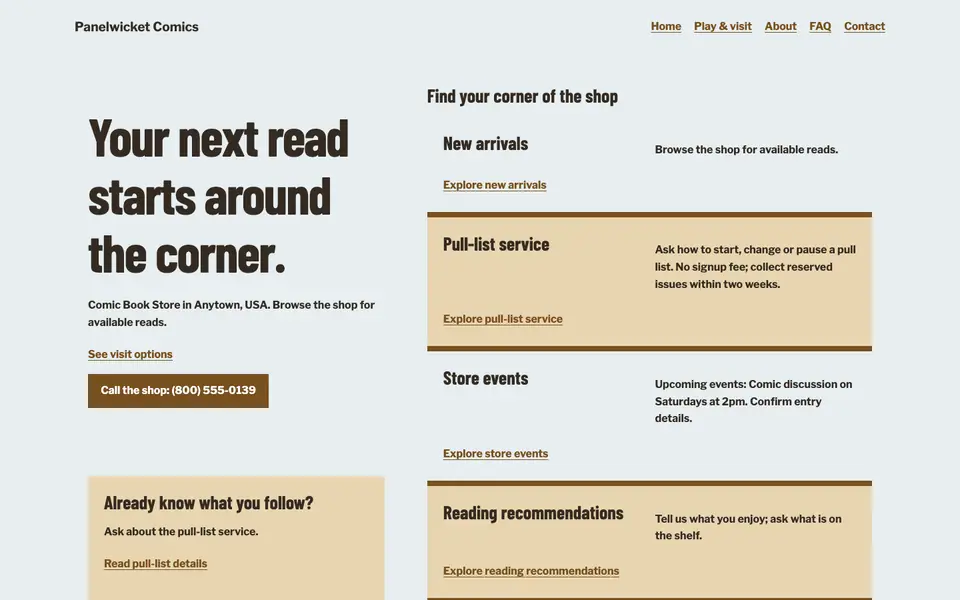 Look 1, Neighborhood shelf index: sample home page on a computer