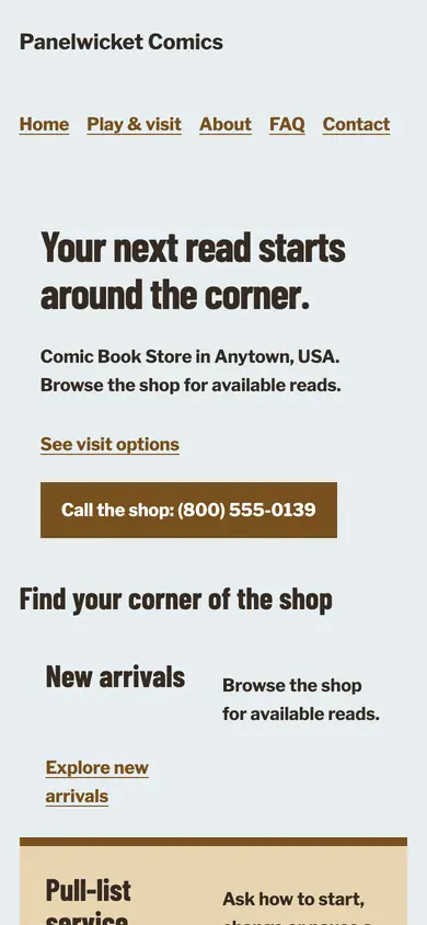 Look 1, Neighborhood shelf index: sample home page on a phone