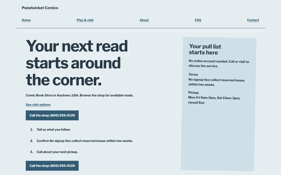 Look 2, Pull-list service desk: sample home page on a computer