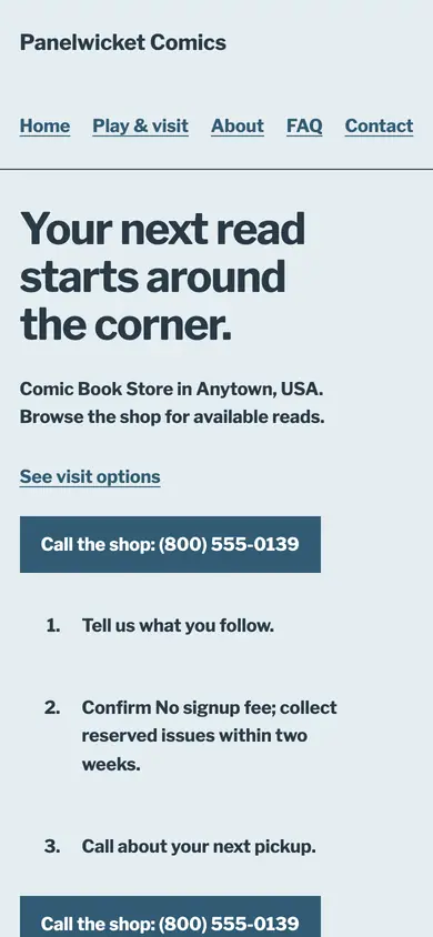 Look 2, Pull-list service desk: sample home page on a phone
