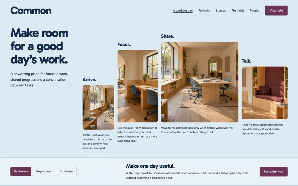Look 1, Common: sample home page on a computer