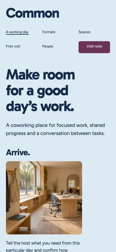 Look 1, Common: sample home page on a phone