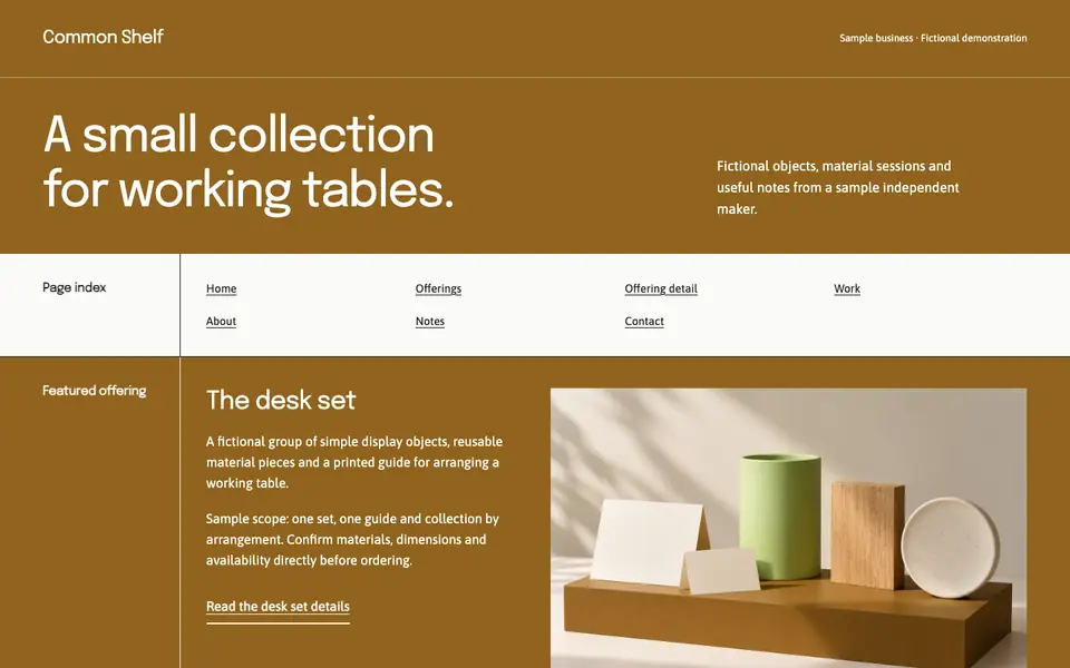 Look 1, Common Shelf: sample home page on a computer