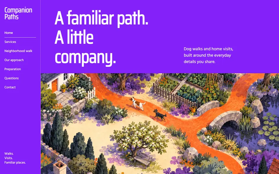 Look 1, Companion Paths: sample home page on a computer