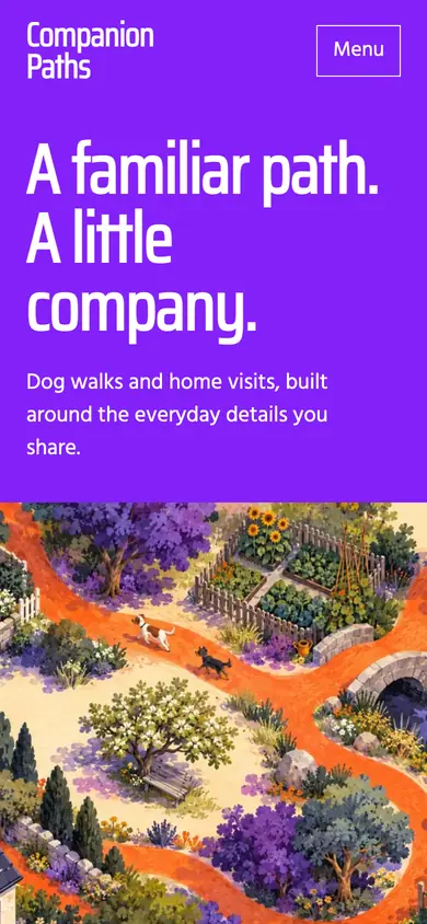 Look 1, Companion Paths: sample home page on a phone