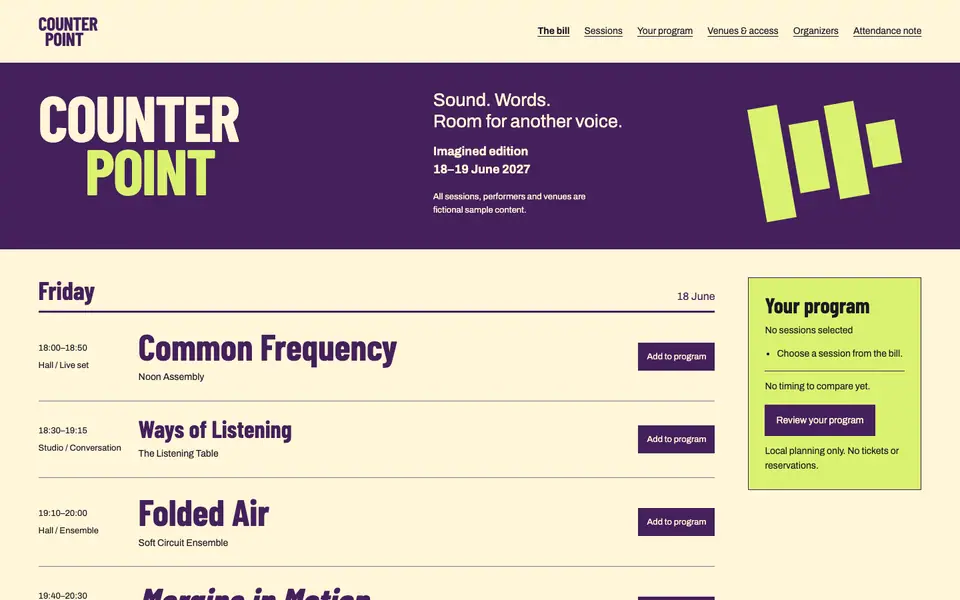 Look 1, Counterpoint: sample home page on a computer