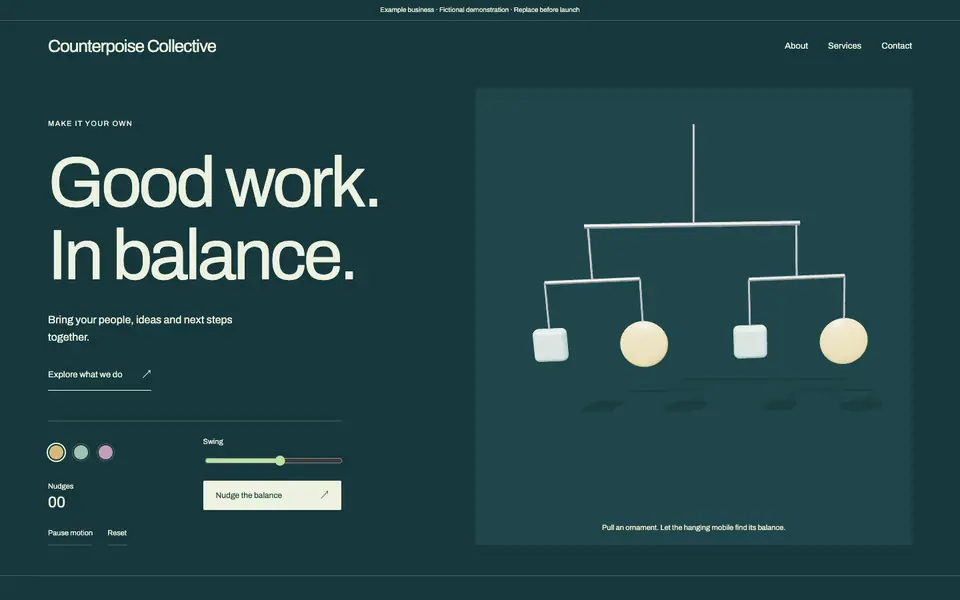 Look 1, Counterpoise: sample home page on a computer