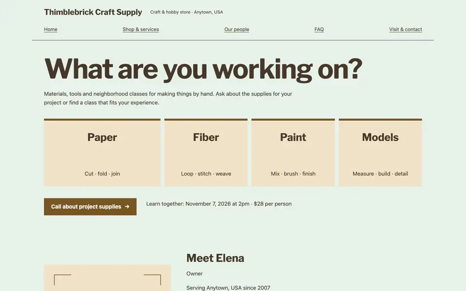 Look 2, Project supply bins: sample home page on a computer