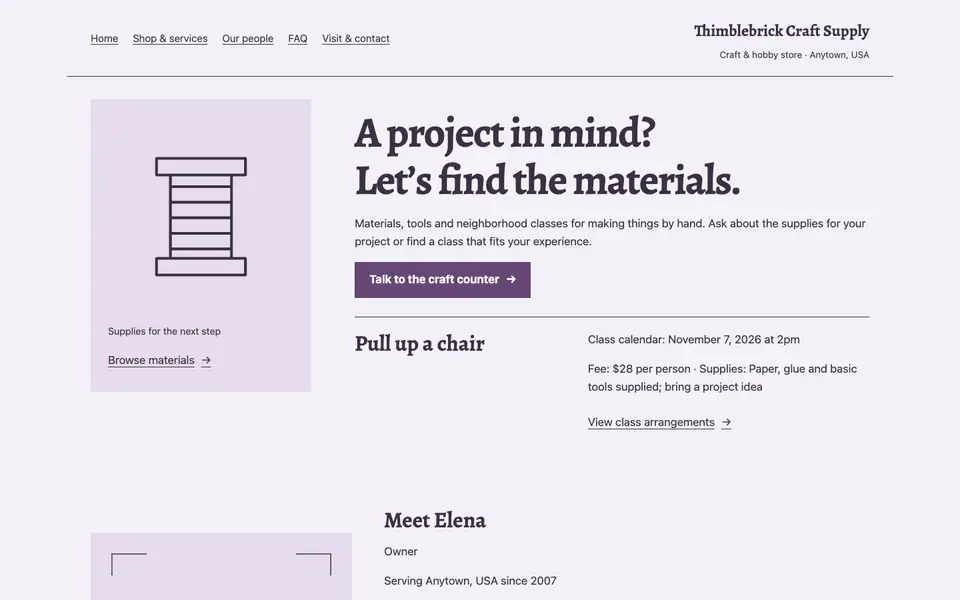 Look 3, Project and class notebook: sample home page on a computer