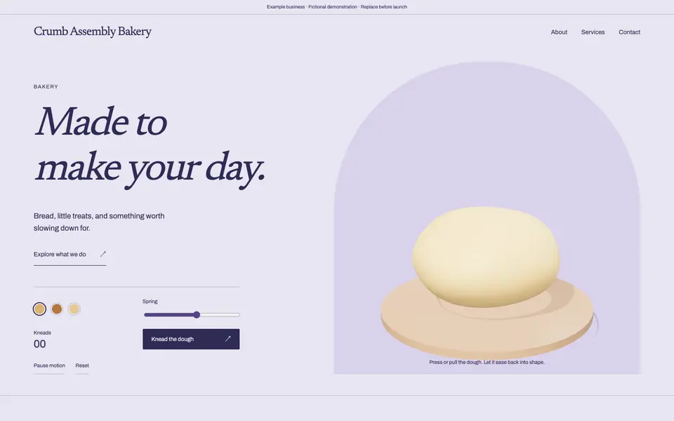Look 1, Crumb Assembly: sample home page on a computer