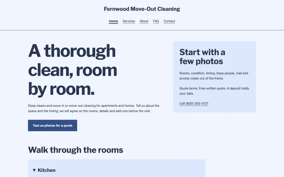 Look 2, Room checklist: sample home page on a computer