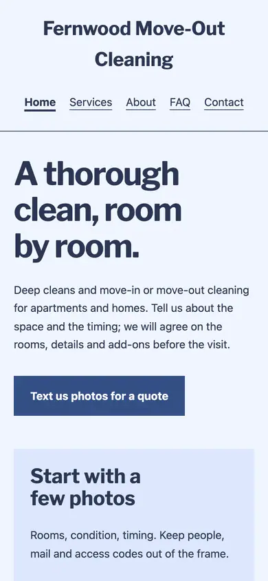 Look 2, Room checklist: sample home page on a phone