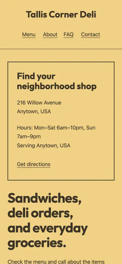 Look 3, Neighborhood corner window: sample home page on a phone