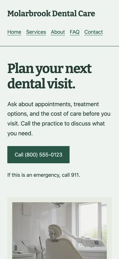 Look 1, Appointment folio: sample home page on a phone