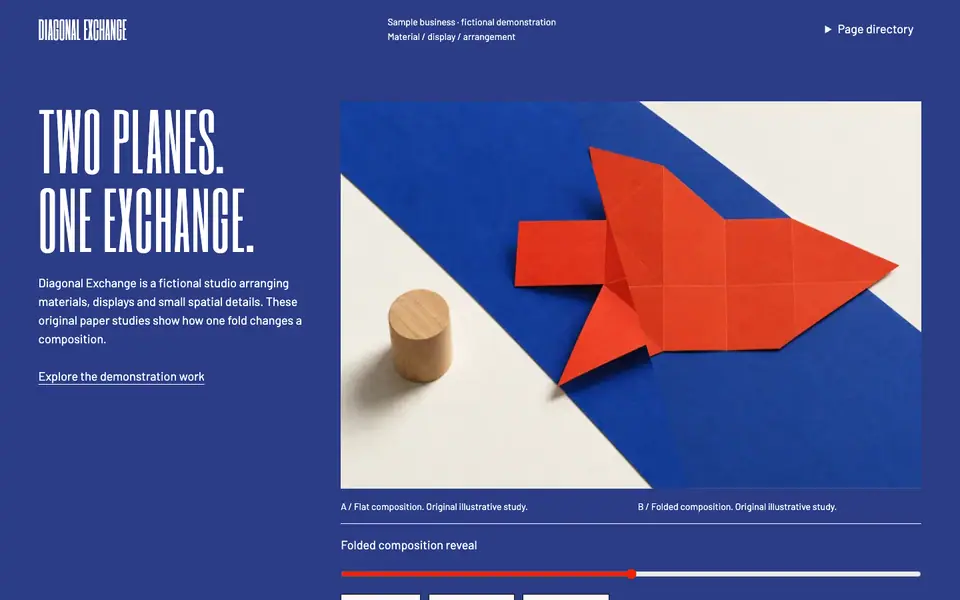 Look 1, Diagonal Exchange: sample home page on a computer