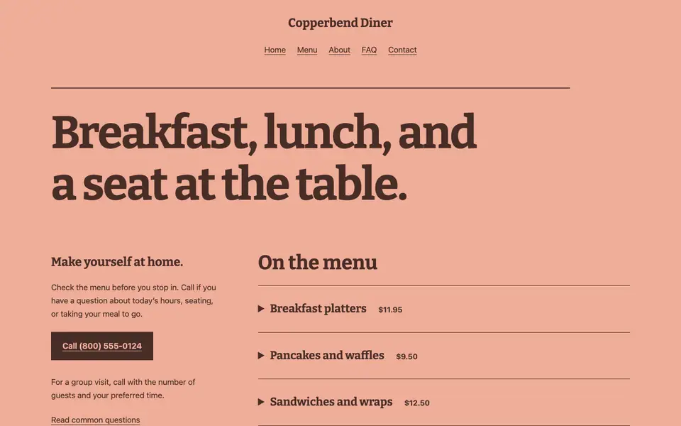 Look 3, Corner cafe sign: sample home page on a computer