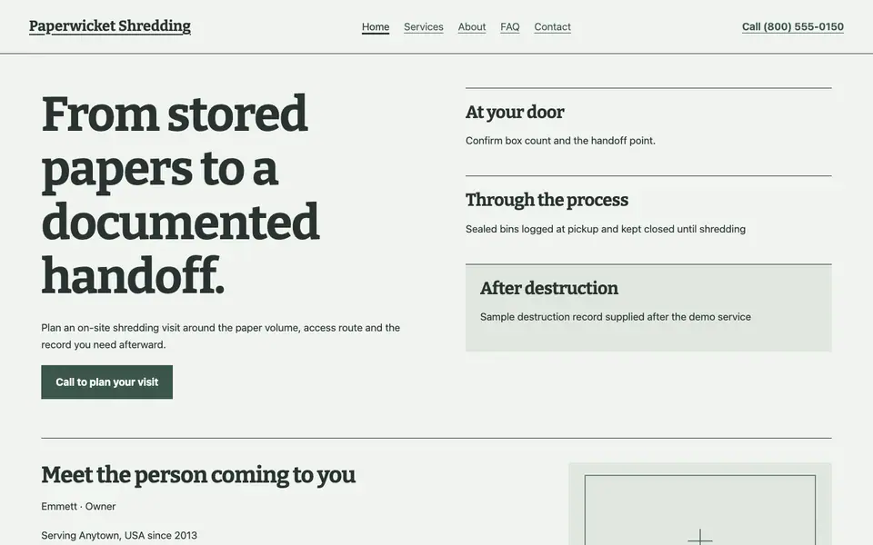 Look 1, The custody chain: sample home page on a computer