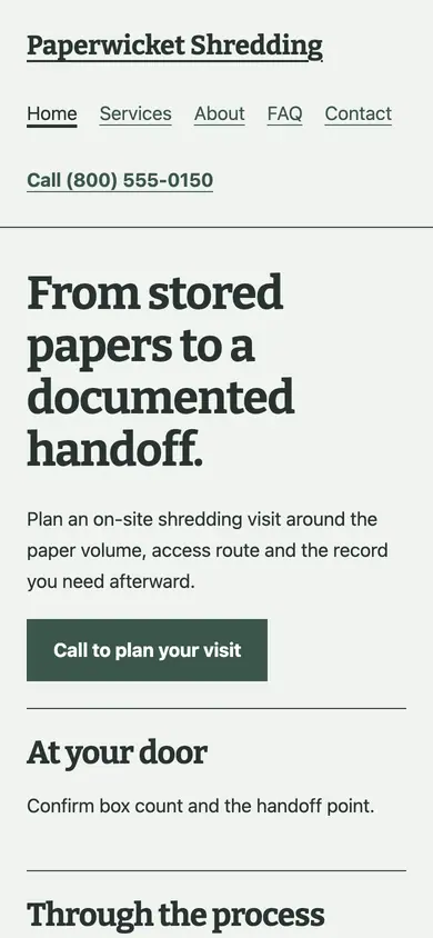 Look 1, The custody chain: sample home page on a phone