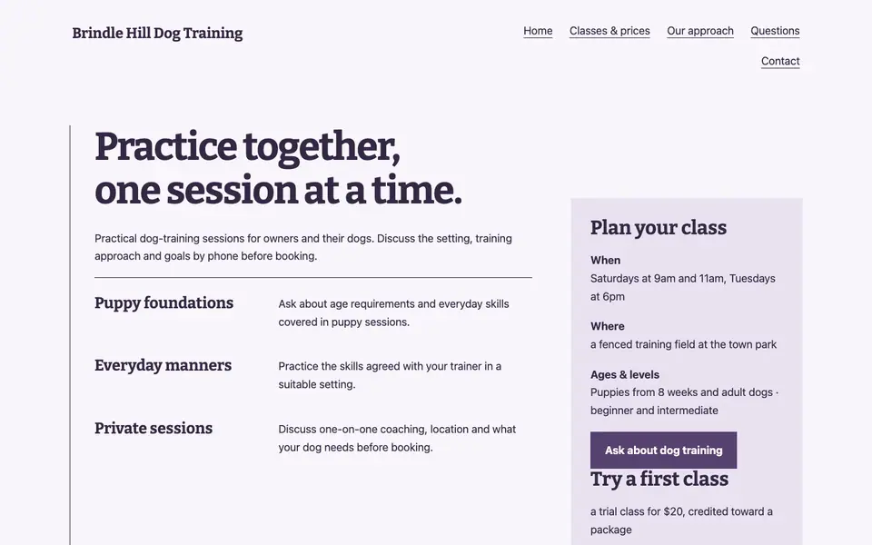 Look 2, Owner practice journal: sample home page on a computer