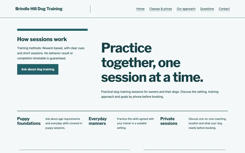 Look 3, Start with a phone conversation: sample home page on a computer