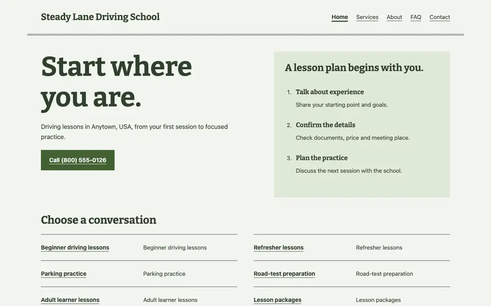 Look 3, Lesson route notebook: sample home page on a computer