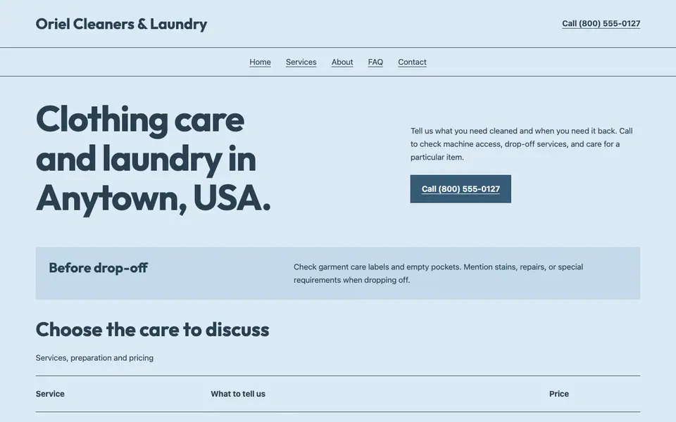 Look 1, Neighborhood cleaning ticket: sample home page on a computer