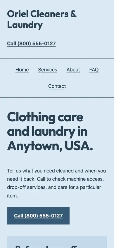Look 1, Neighborhood cleaning ticket: sample home page on a phone