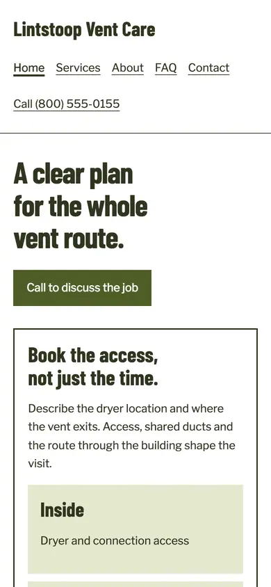 Look 3, Access appointment: sample home page on a phone