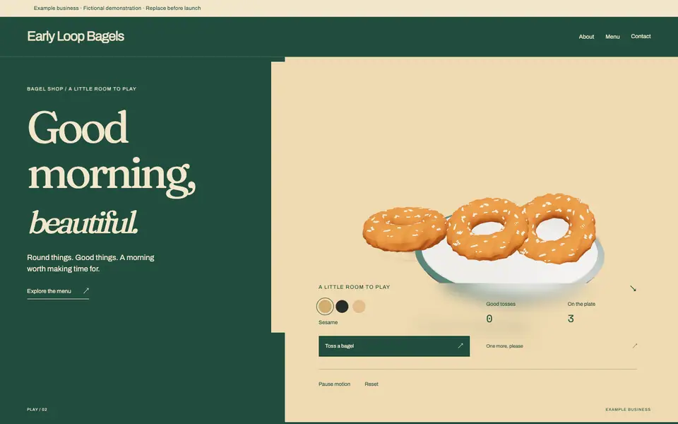 Look 1, Early Loop: sample home page on a computer