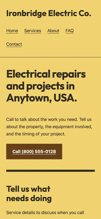 Look 1, Work-order service board: sample home page on a phone