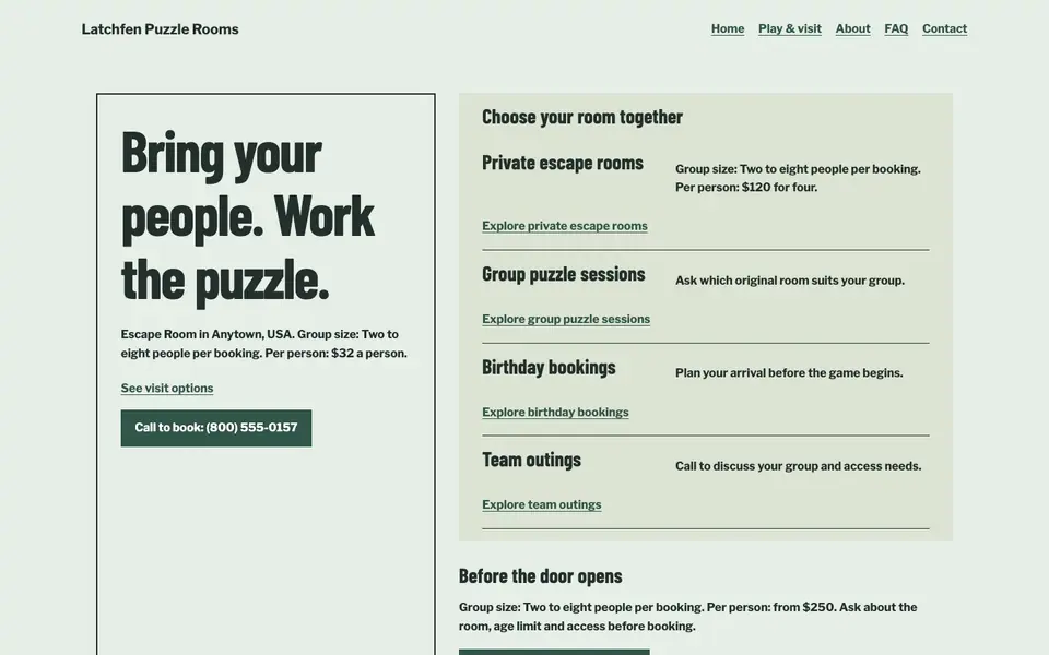Look 1, Case-file room chooser: sample home page on a computer