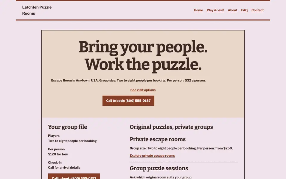 Look 3, Group booking dossier: sample home page on a computer