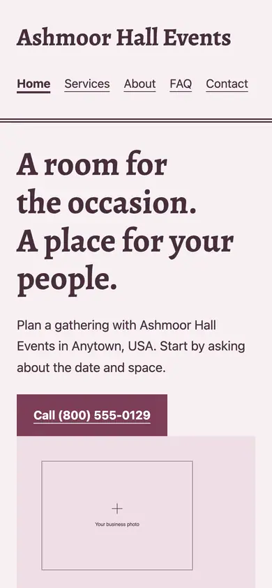 Look 2, Celebration handbill: sample home page on a phone